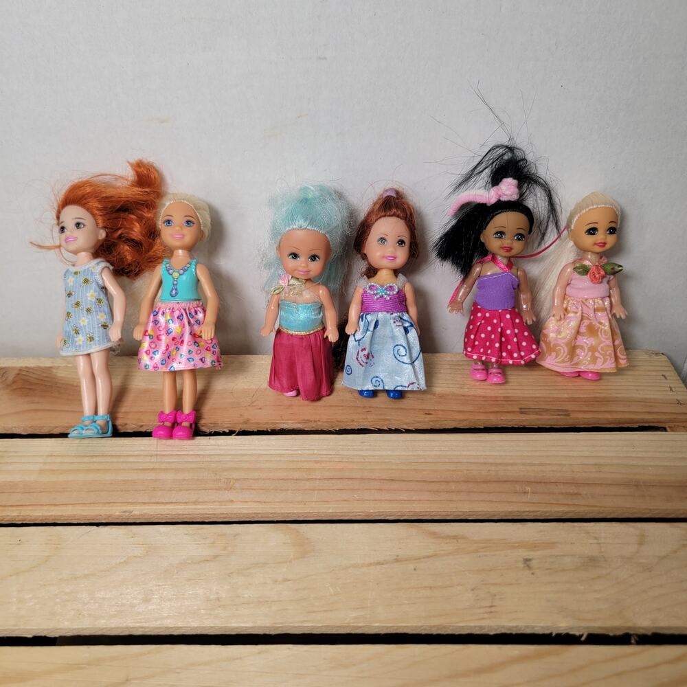 Set of 6 Dolls: 3 Barbie Club Chelsea, 3 Zuru Sparkle Girls